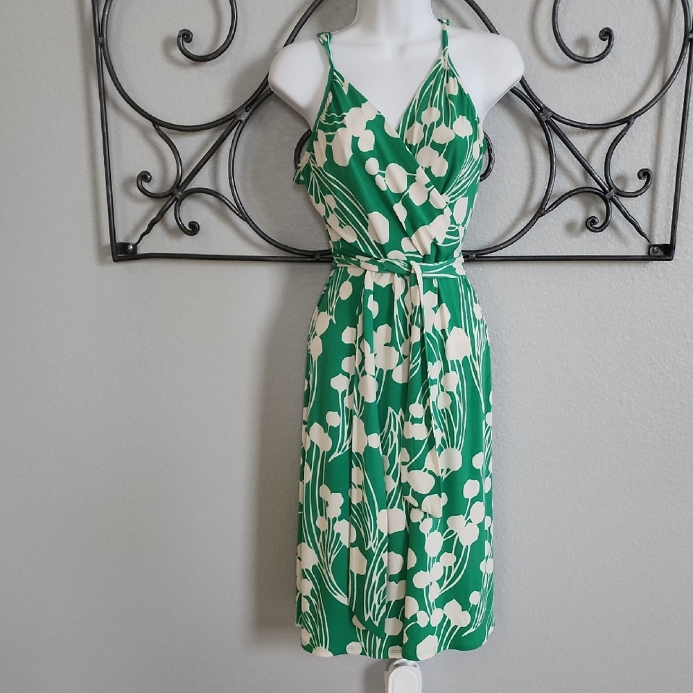 Green and White Floral Women's Dress